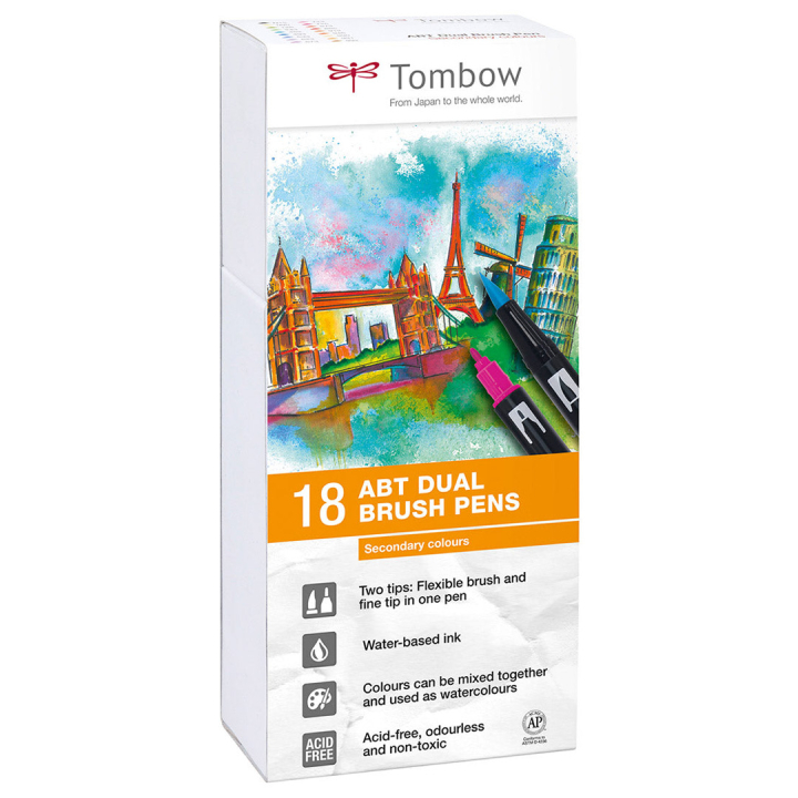 ABT Dual Brush pen 18-set Secondary in the group Pens / Artist Pens / Brush Pens at Pen Store (101097)