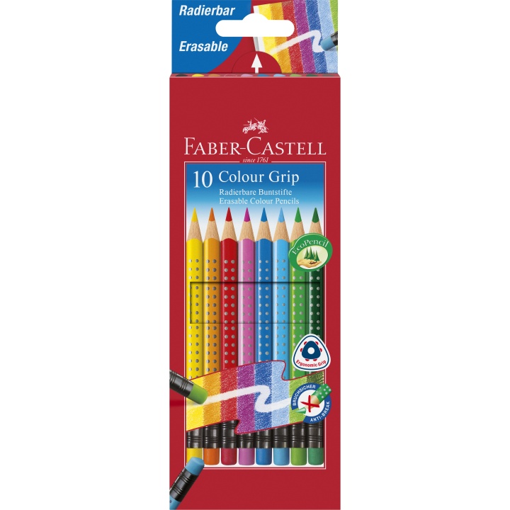 Colour Grip Erasable Colouring Pencils - Set of 10 in the group Kids / Kids' Pens / Colouring Pencils for Kids at Pen Store (101397)