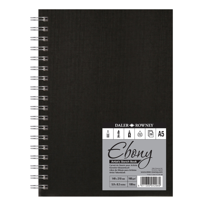 Ebony Artist's Sketch Book A5 in the group Paper & Pads / Artist Pads & Paper / Sketchbooks at Pen Store (101471)