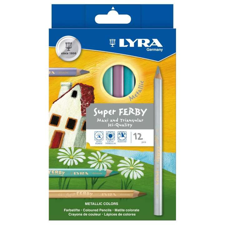Super Ferby 12-set Metallic in the group Kids / Kids' Pens / Colouring Pencils for Kids at Pen Store (101580)