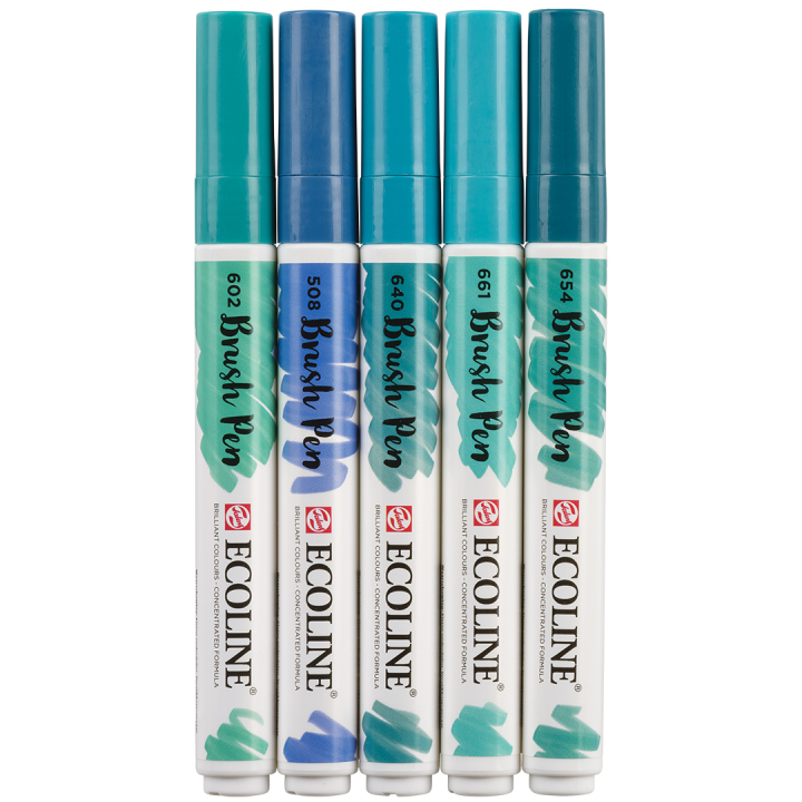 Brush Pen Green Blue 5-set in the group Pens / Artist Pens / Brush Pens at Pen Store (103715)