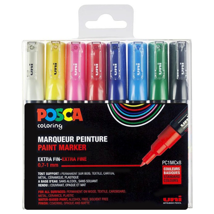 Posca PC-1MC Standard Colours Set of 8 in the group Pens / Artist Pens / Illustration Markers at Pen Store (110436)