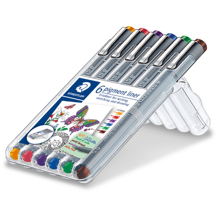 Pigment Liner Colour 0.5mm 6-set in the group Pens / Writing / Fineliners at Pen Store (111221)
