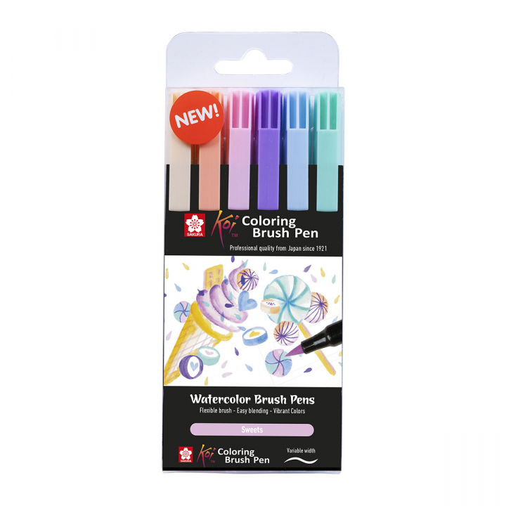Koi Colouring Brush Pen 6-set Sweets in the group Pens / Writing / Fineliners at Pen Store (125584)