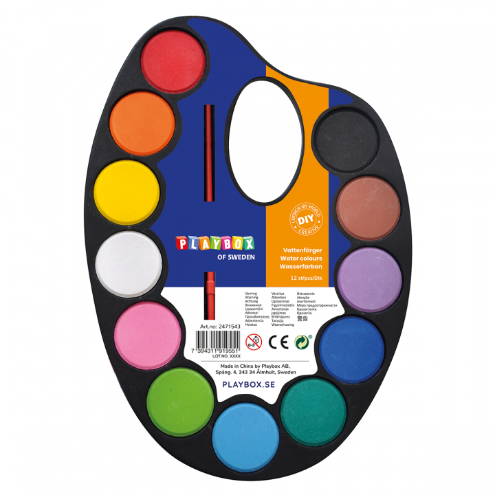 Watercolour paint 12-set in the group Kids / Kids' Paint & Crafts / Kids' Watercolour Paint at Pen Store (126840)