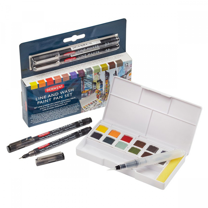 Line & Wash Paint Pan Set 12 half pans in the group Art Supplies / Artist colours / Watercolour Paint at Pen Store (128196)