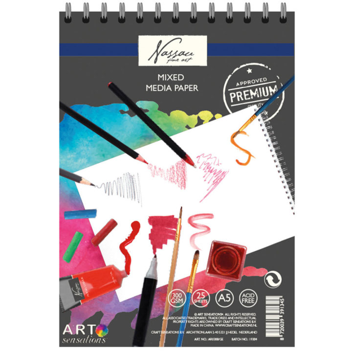 Spiral paper pad Mixed Media A5 300g in the group Paper & Pads / Artist Pads & Paper / Mixed Media Pads at Pen Store (128533)