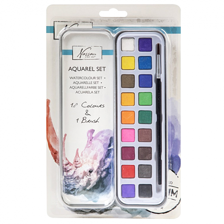 Aquarel kit 18 colours + brush in the group Art Supplies / Artist colours / Watercolour Paint at Pen Store (128538)
