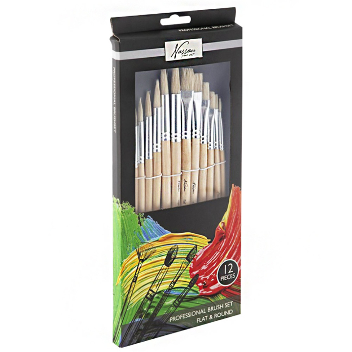 Hog hair Brushes 12-set in the group Art Supplies / Brushes / Brush Sets at Pen Store (128556)