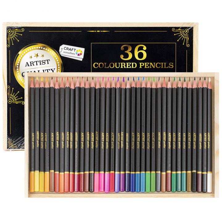 Colouring pencils 36-set in Wooden box in the group Pens / Artist Pens / Coloured Pencils at Pen Store (128576)