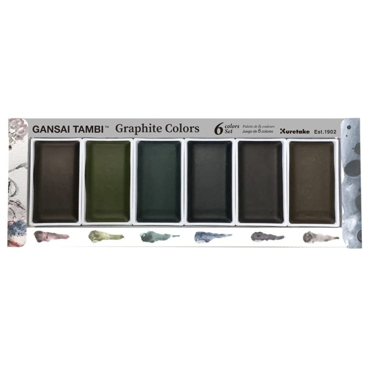 Gansai Tambi Aquarelle 6-set Graphite Colours in the group Art Supplies / Artist colours / Watercolour Paint / Watercolour pans at Pen Store (128725)
