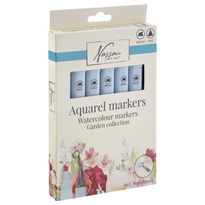 Aquarel marker Dual 6-set Garden + waterbrush in the group Pens / Artist Pens / Watercolour Pencils at Pen Store (129349)