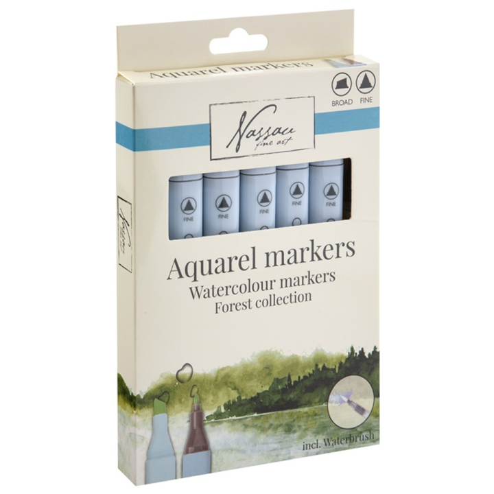 Aquarel marker Dual 6-set Forest + waterbrush in the group Pens / Artist Pens / Watercolour Pencils at Pen Store (129350)