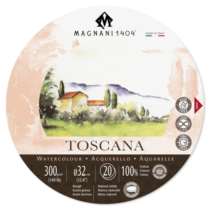 Watercolour Pad Round Toscana 100% Cotton 300g 32cm 20 Sheets in the group Paper & Pads / Artist Pads & Paper / Watercolour Pads at Pen Store (129655)