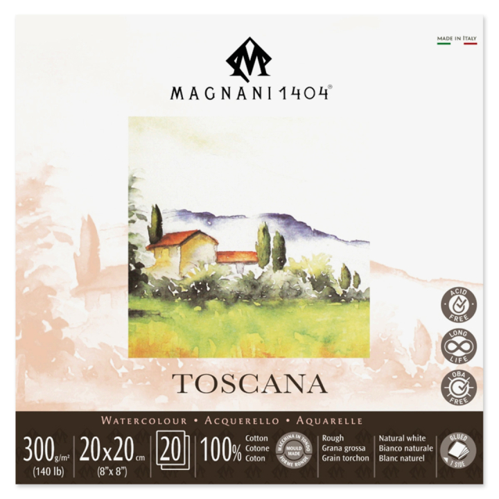 Watercolour Pad Toscana 100% Cotton 300g Rough 20x20cm 20 Sheets in the group Paper & Pads / Artist Pads & Paper / Watercolour Pads at Pen Store (129673)