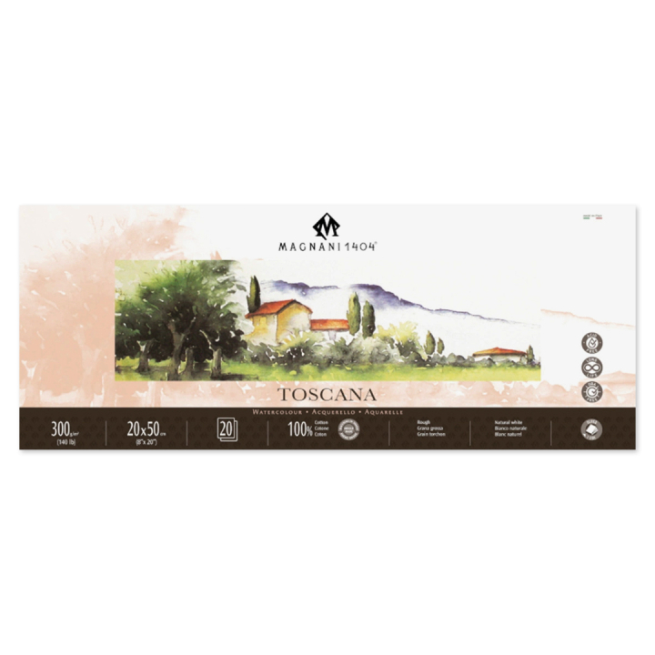 Watercolour Pad Toscana 100% Cotton 300g Rough 20x50cm 20 Sheets in the group Paper & Pads / Artist Pads & Paper / Watercolour Pads at Pen Store (129674)