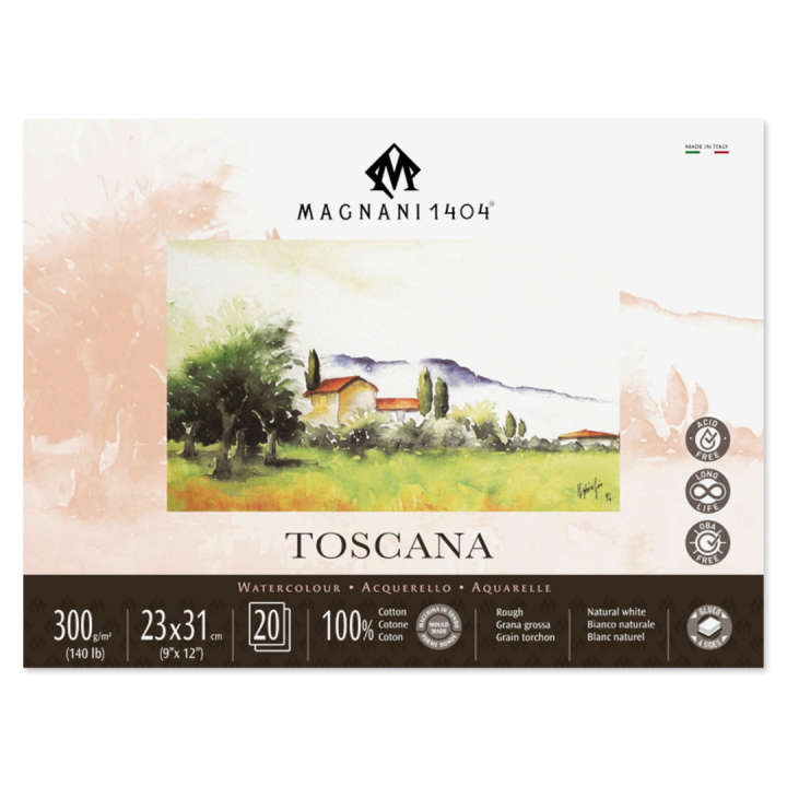 Watercolour Pad Toscana 100% Cotton 300g Rough 23x31cm 20 Sheets in the group Paper & Pads / Artist Pads & Paper / Watercolour Pads at Pen Store (129675)