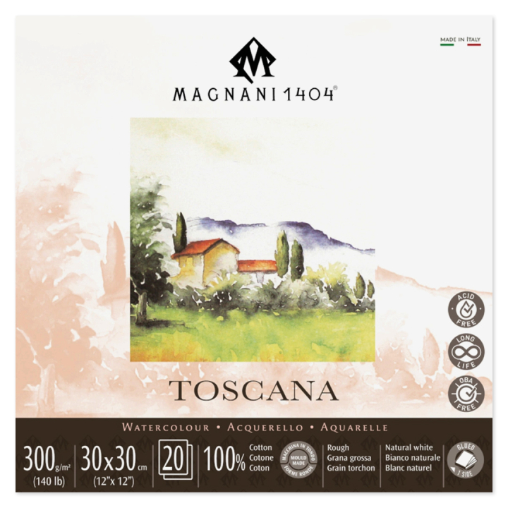 Watercolour Pad Toscana 100% Cotton 300g Rough 30x30cm 20 Sheets in the group Paper & Pads / Artist Pads & Paper / Watercolour Pads at Pen Store (129676)