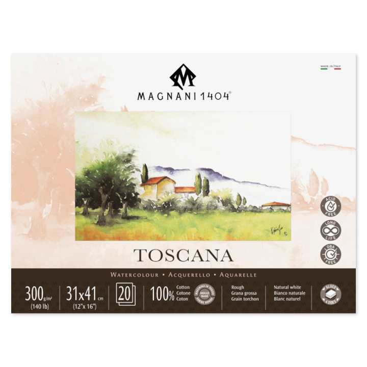 Watercolour Pad Toscana 100% Cotton 300g Rough 31x41cm 20 Sheets in the group Paper & Pads / Artist Pads & Paper / Watercolour Pads at Pen Store (129677)