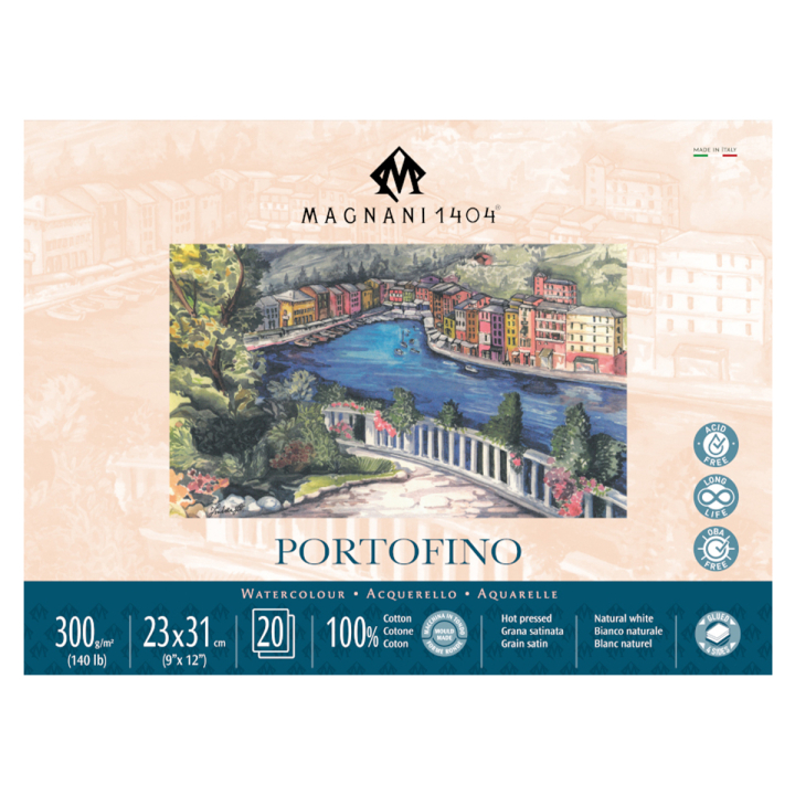 Watercolour Pad Portofino 100% Cotton 300g Satin 23x31cm 20 Sheets in the group Paper & Pads / Artist Pads & Paper / Watercolour Pads at Pen Store (129686)