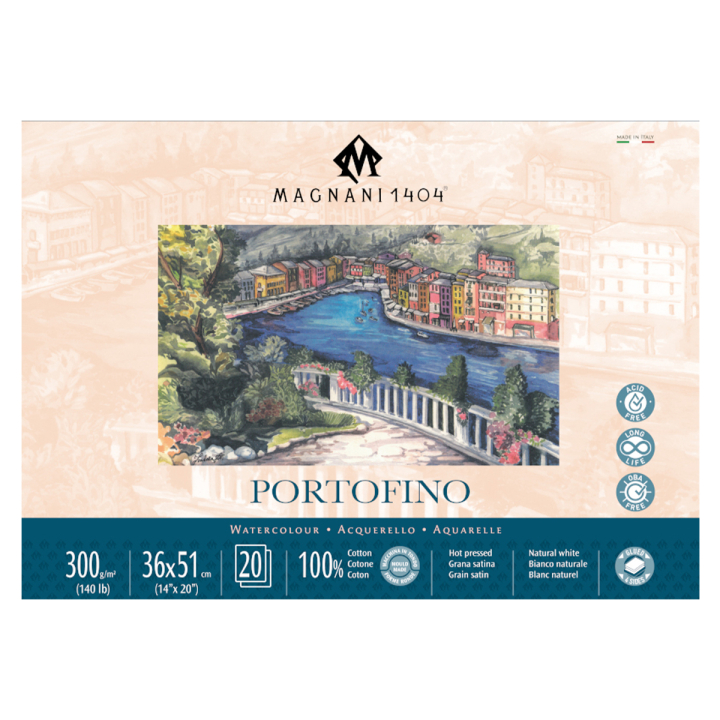 Watercolour Pad Portofino 100% Cotton 300g Satin 36x51cm 20 Sheets in the group Paper & Pads / Artist Pads & Paper / Watercolour Pads at Pen Store (129689)