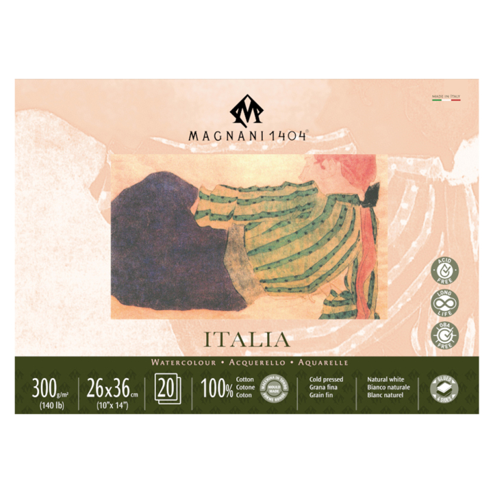 Watercolour Pad Italia 100% Cotton 300g 26x36cm 20 Sheets in the group Paper & Pads / Artist Pads & Paper / Watercolour Pads at Pen Store (129830)