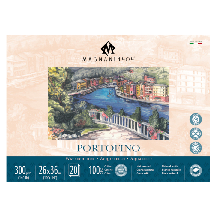 Watercolour Pad Portofino 100% Cotton 300g 26x36cm 20 Sheets in the group Paper & Pads / Artist Pads & Paper / Watercolour Pads at Pen Store (129832)