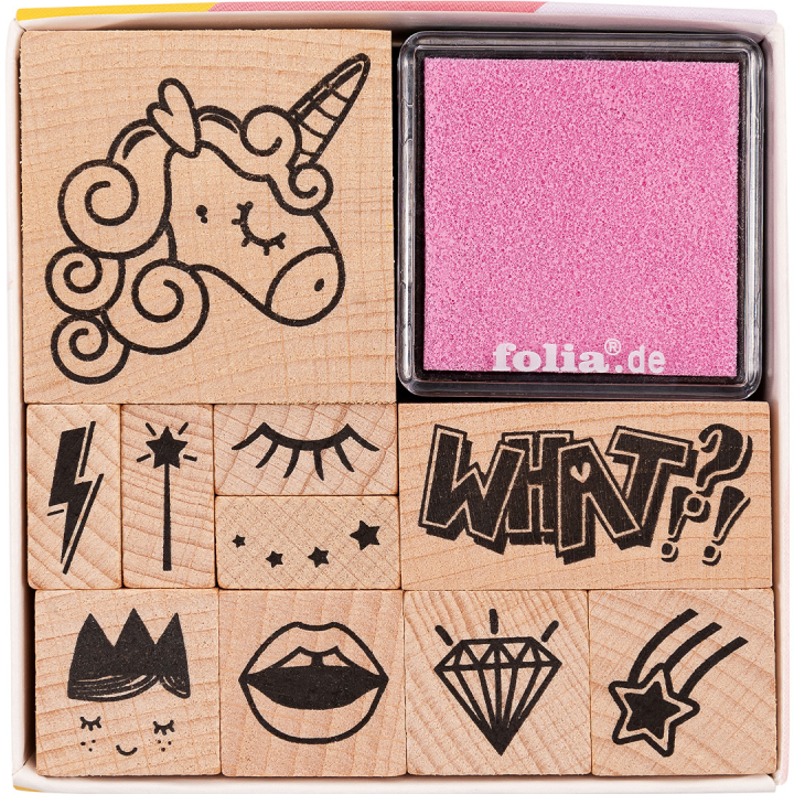 Wooden Stamps Unicorn 10-apck in the group Hobby & Creativity / Hobby Accessories / Stamps at Pen Store (131610)