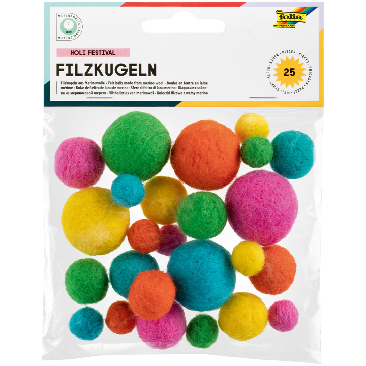 Felt Balls Holi Festival 25-pack in the group Kids / Fun and learning / Craft Supplies for Kids / Felt balls and pompoms at Pen Store (131669)