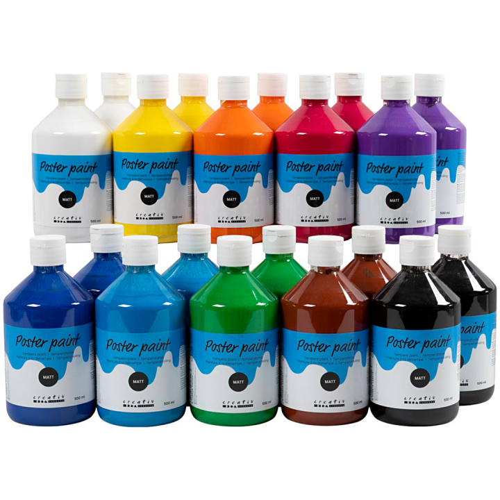 Poster Paint Matte 20x500ml in the group Kids / Kids' Paint & Crafts / Paint for Kids / Gouache paint kids at Pen Store (131676)