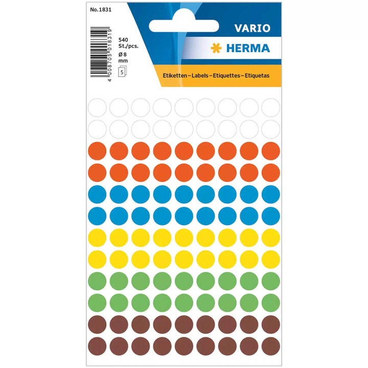 Multi-purpose labels Round 540 pcs Colourmix in the group Kids / Fun and learning / Stickers at Pen Store (131885)