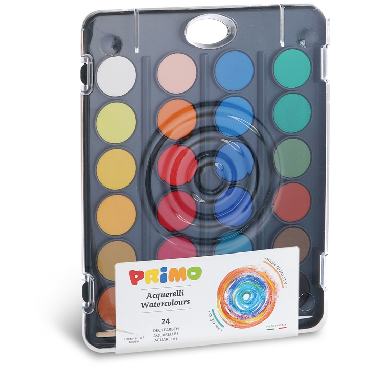 Watercolour tablets 24-set Ø30 + brush in the group Kids / Kids' Paint & Crafts / Kids' Watercolour Paint at Pen Store (132093)