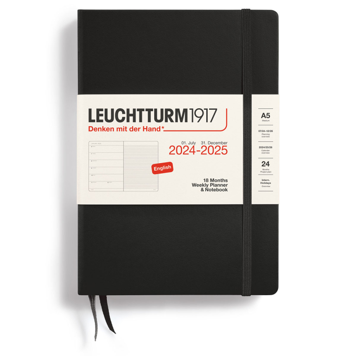 Diary 18M Weekly Planner & Notebook Hard Cover A5 Black in the group Paper & Pads / Planners / 18-Month Planners at Pen Store (132564)