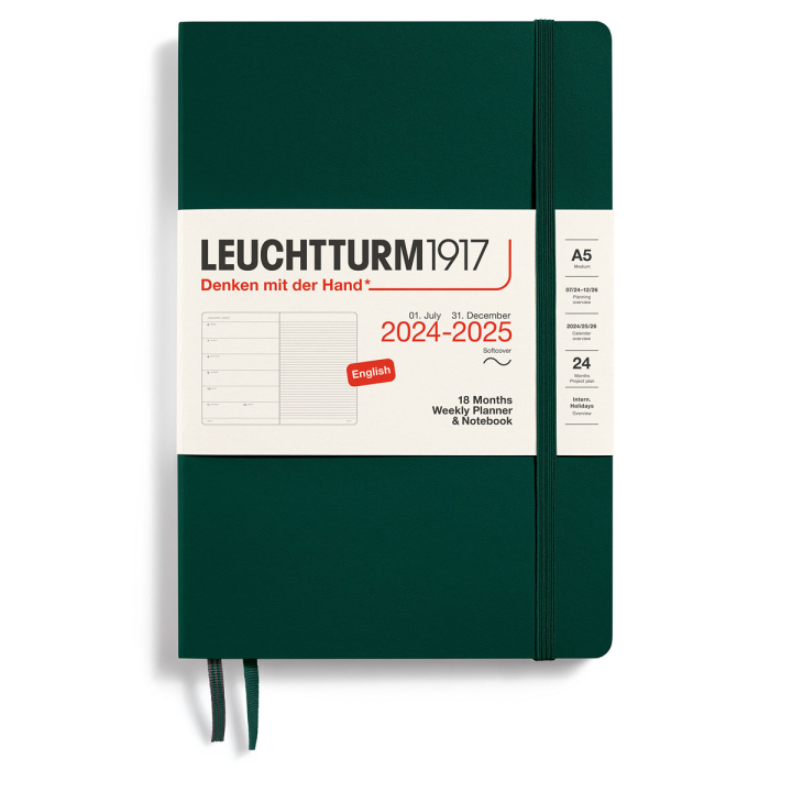 Diary 18M Weekly Planner & Notebook Soft Cover A5 Forest Green in the group Paper & Pads / Planners / 18-Month Planners at Pen Store (132574)