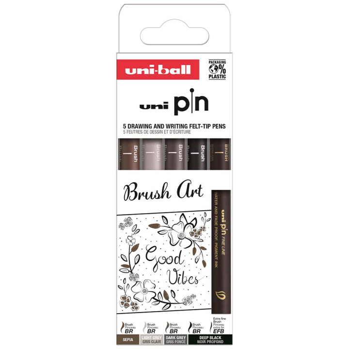 Pin Fineliner 5-set Brush Art in the group Pens / Artist Pens / Brush Pens at Pen Store (132723)