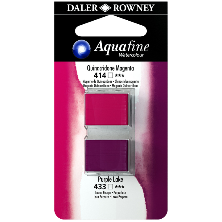 Aquarelle Half-pan Duo Quinacridone Magenta/Purple Lake in the group Art Supplies / Artist colours / Watercolour Paint / Watercolour pans at Pen Store (132894)
