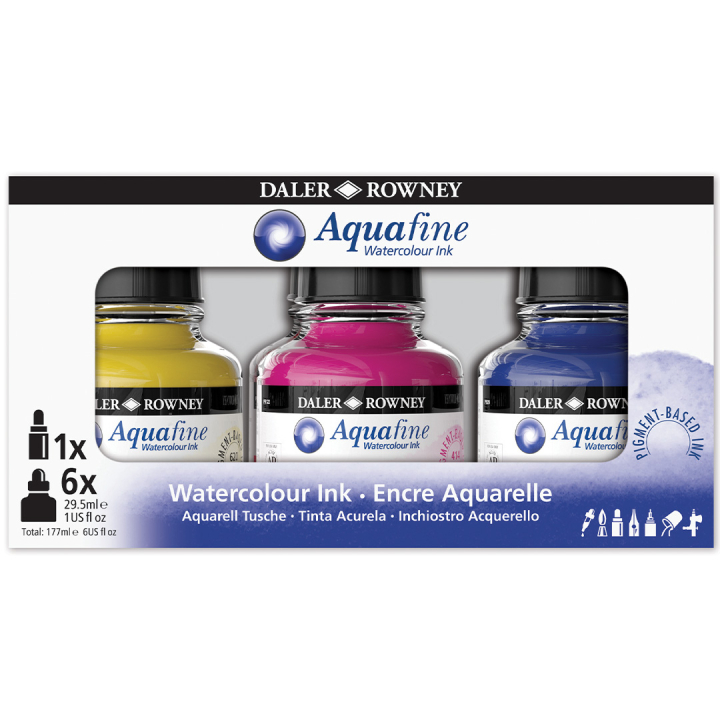 Intro Ink Aquarelle set 6x29,5 ml in the group Art Supplies / Artist colours / Watercolour Paint at Pen Store (132932)