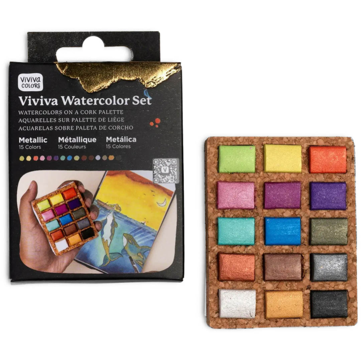 Watercolour Pans Metallic 15 Colours in the group Art Supplies / Artist colours / Watercolour Paint at Pen Store (133837)