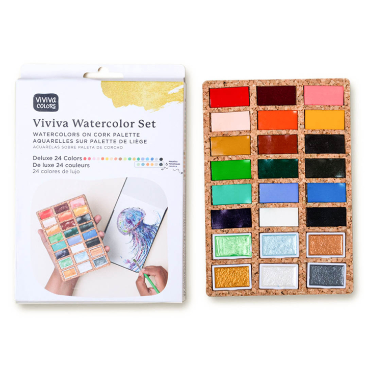 Watercolour Pans DeLuxe 24 Colours in the group Art Supplies / Artist colours / Watercolour Paint at Pen Store (133838)