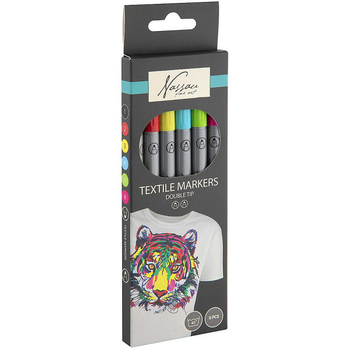 Fabric Markers Twin-tip 6-set in the group Hobby & Creativity / Paint / Fabric Markers and Dye at Pen Store (134878)