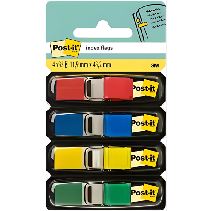 Post-it Index Tabs 11.9 x 43.1 mm 4 colours Set 1 in the group Paper & Pads / Note & Memo / Post-it and notepads at Pen Store (135697)