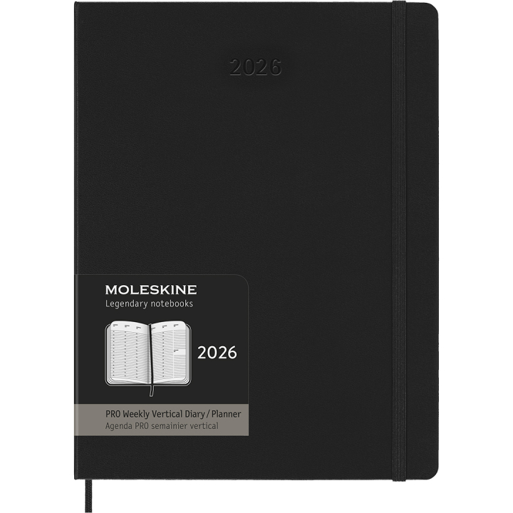 Diary 12M Weekly Vertical PRO 2026 Hardcover XL Black in the group Paper & Pads / Planners / 12-Month Planners at Pen Store (136101)