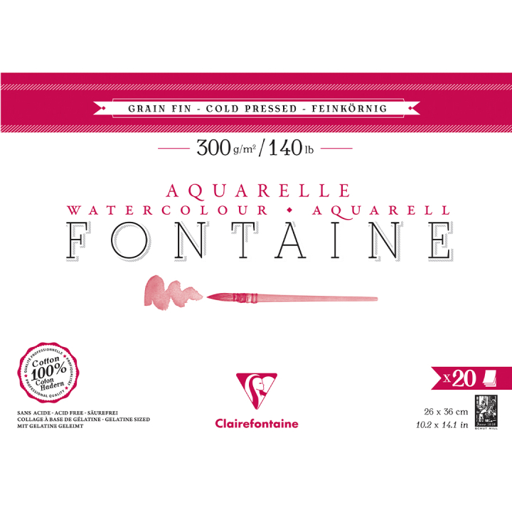 Fontaine Watercolor block CP 26x36 cm 300g in the group Paper & Pads / Artist Pads & Paper / Watercolour Pads at Pen Store (136142)