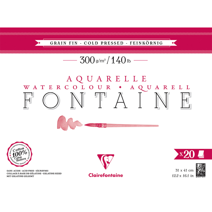 Fontaine Watercolor block CP 31x41 cm 300g in the group Paper & Pads / Artist Pads & Paper / Watercolour Pads at Pen Store (136143)