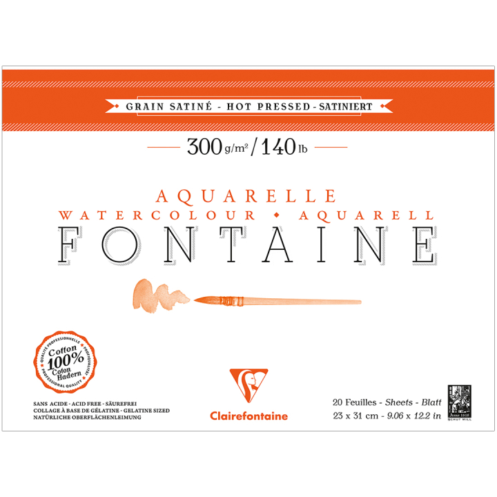 Fontaine Watercolor block HP 23x31 cm 300g in the group Paper & Pads / Artist Pads & Paper / Watercolour Pads at Pen Store (136147)