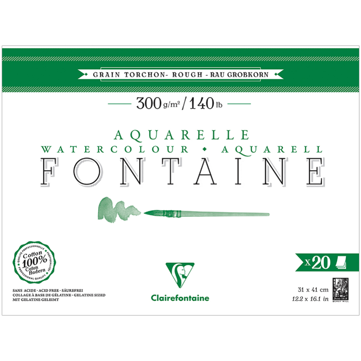 Fontaine Watercolor block Rough 31x41 cm 300g in the group Paper & Pads / Artist Pads & Paper / Watercolour Pads at Pen Store (136155)