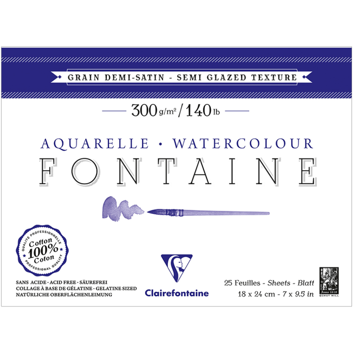 Fontaine Watercolor block Semi-Glazed 18x24 cm 300g in the group Paper & Pads / Artist Pads & Paper / Watercolour Pads at Pen Store (136158)