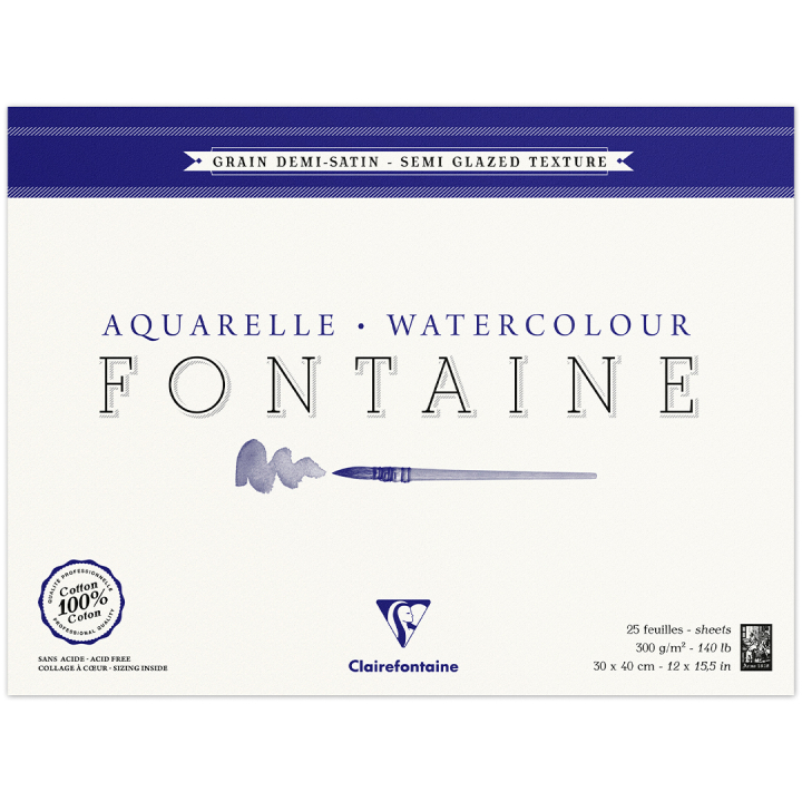 Fontaine Watercolor block Semi-Glazed 30x40 cm 300g in the group Paper & Pads / Artist Pads & Paper / Watercolour Pads at Pen Store (136160)