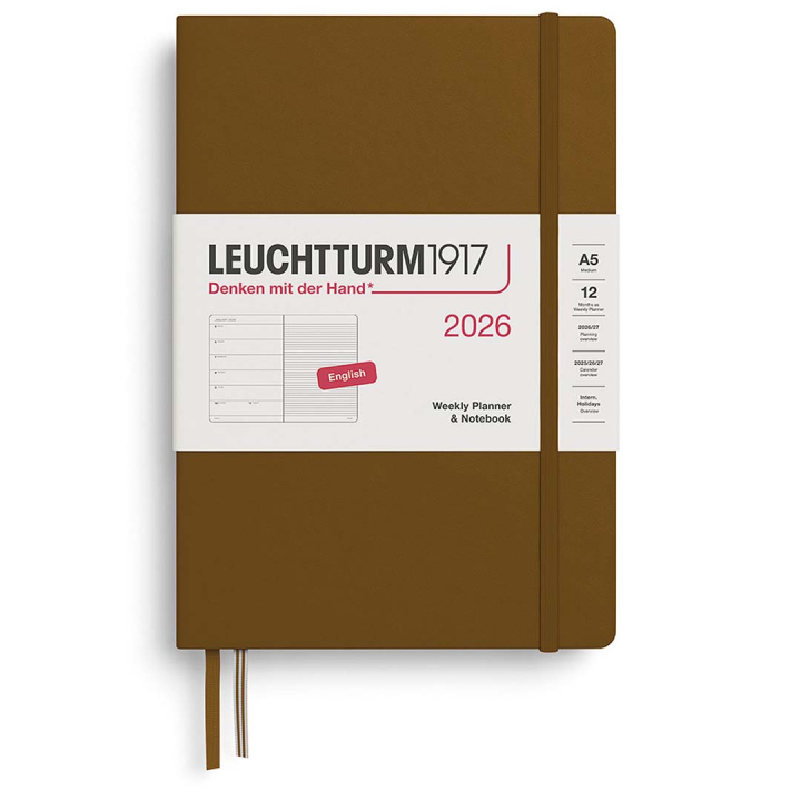 Diary Weekly Planner & Notebook 2026 A5 Spice Brown in the group Paper & Pads / Planners / 12-Month Planners at Pen Store (136229)