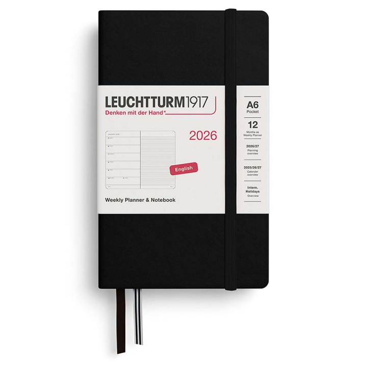 Diary Weekly Planner & Notebook 2026 A6 Black in the group Paper & Pads / Planners / 12-Month Planners at Pen Store (136230)